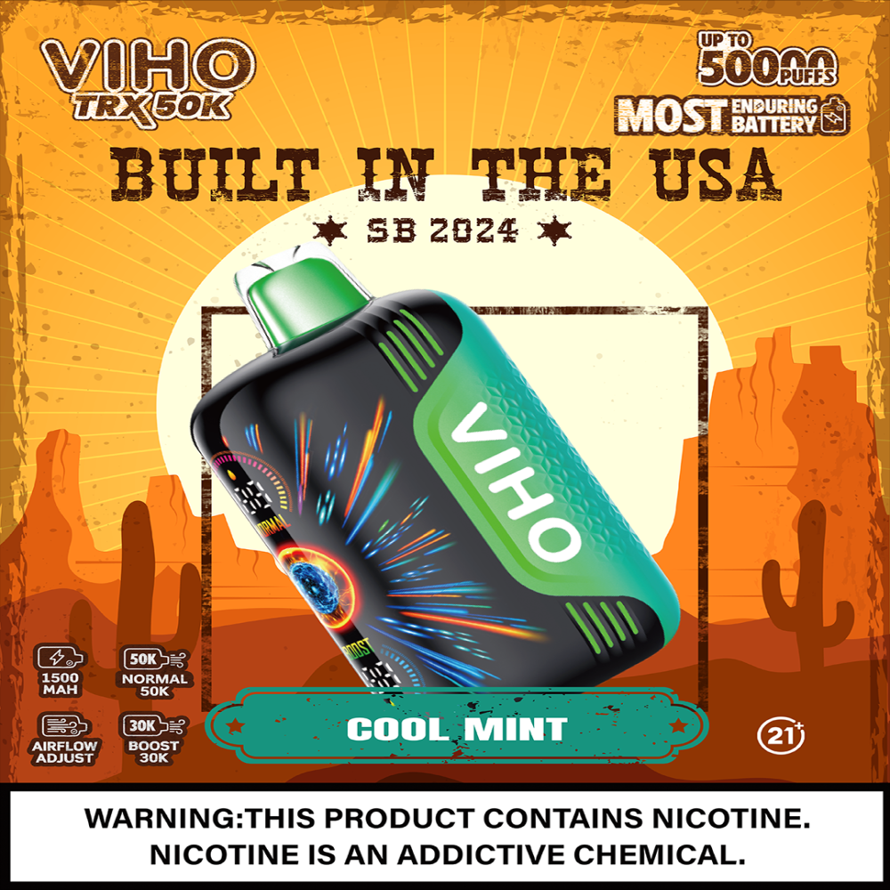 VIHO TRX 50,000 Puffs Texas Compliant / Made In USA